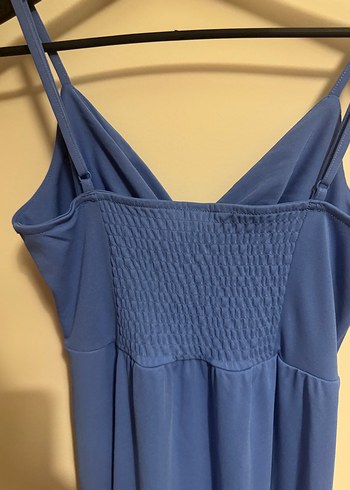 s Beden mavi Renk H&M Mavi Drapeli V Yaka Uzun Kadın Elbise