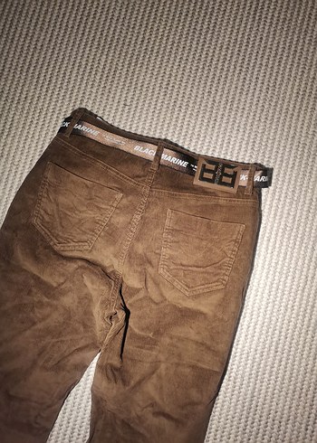 Kahverengi Kadife Kemerli Kadın Pantolon - Görsel 5