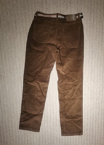 Kahverengi Kadife Kemerli Kadın Pantolon - Görsel 4