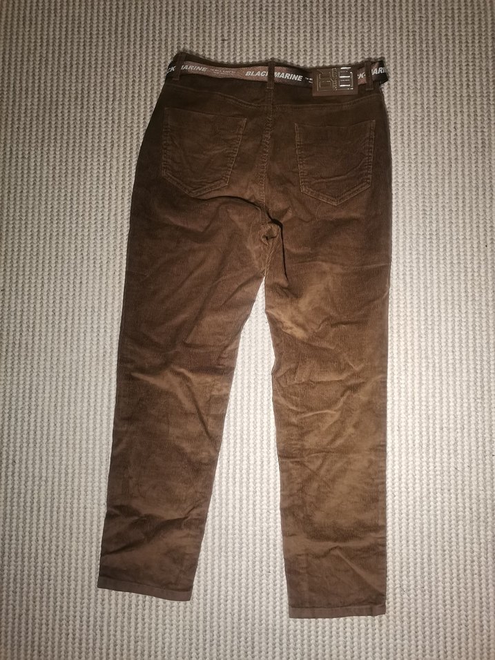 Kahverengi Kadife Kemerli Kadın Pantolon - Görsel 4