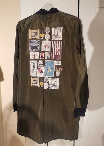 Koton Marka Haki Renk Baskılı Fermuarlı Ceket - Görsel 5