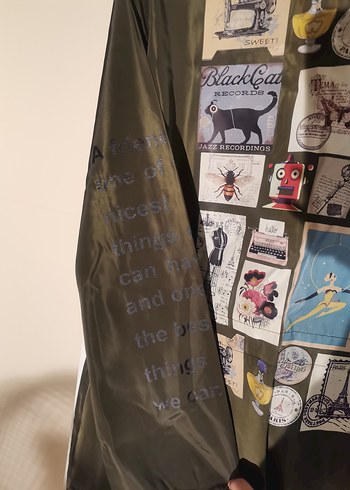 Koton Marka Haki Renk Baskılı Fermuarlı Ceket - Görsel 7