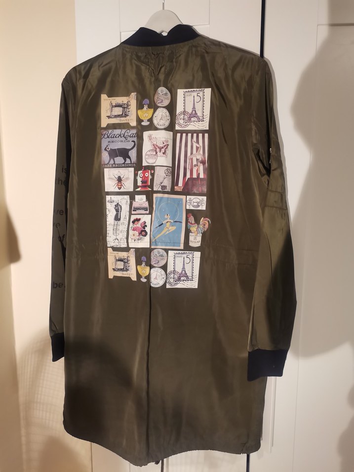 Koton Marka Haki Renk Baskılı Fermuarlı Ceket - Görsel 5