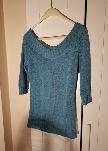 Mango Kayık Yaka Mavi Renk Kazak - Görsel 3