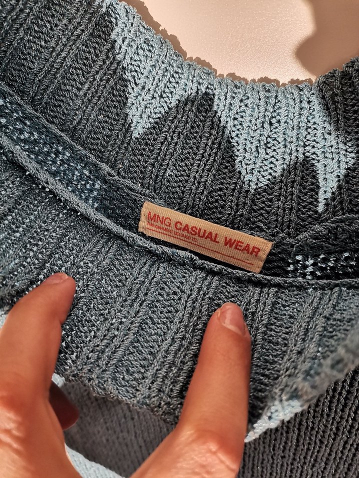 Mango Kayık Yaka Mavi Renk Kazak - Görsel 2