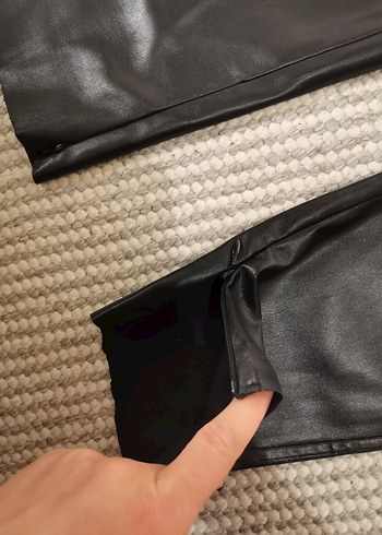 Kadın Siyah Deri Pantolon - Görsel 6