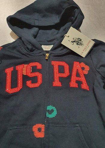 U.S Polo Assn. U.S. Polo Assn. Kız Sweatshirt Kapüşonlu Fermuarlı Lacivert
