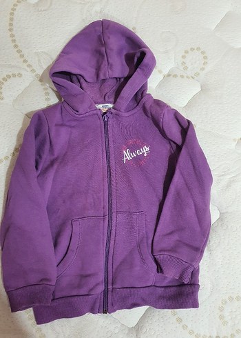 Soobe Kız Çocuk Kapüşonlu Mor Fermuarlı Sweatshirt