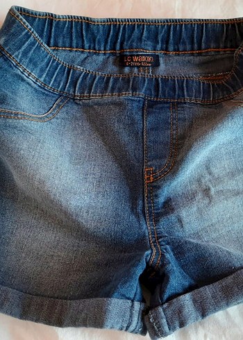 6 Yaş Beden Beli lastikli mavi Kız Kot Şort