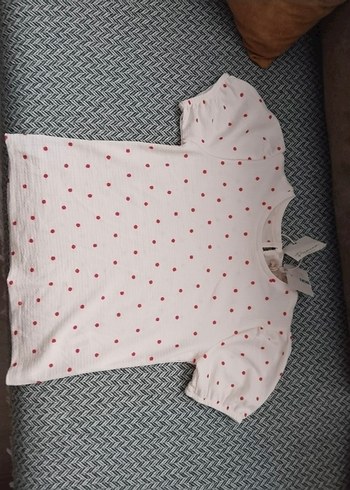 Kız Çocuk Beyaz Kırmızı Puantiyeli Kısa Kollu Tişört LCW - Görsel 2