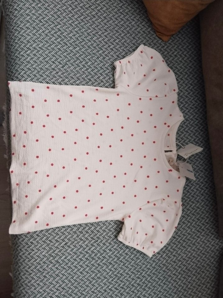 Kız Çocuk Beyaz Kırmızı Puantiyeli Kısa Kollu Tişört LCW - Görsel 2