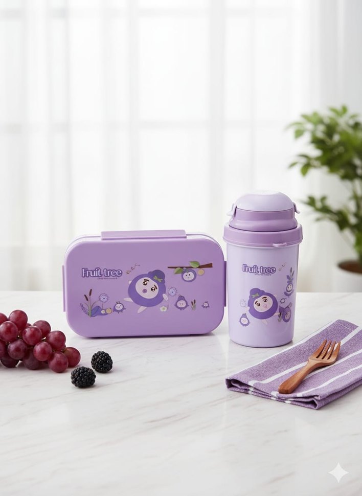 Mor Çocuk Termos Seti ve Beslenme Kutusu - Görsel 2