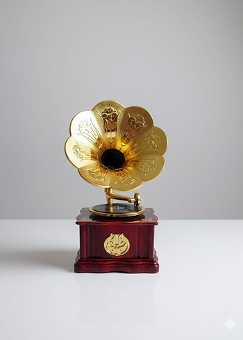 Altın Renkli Vintage Müzik kutusu - Görsel 3