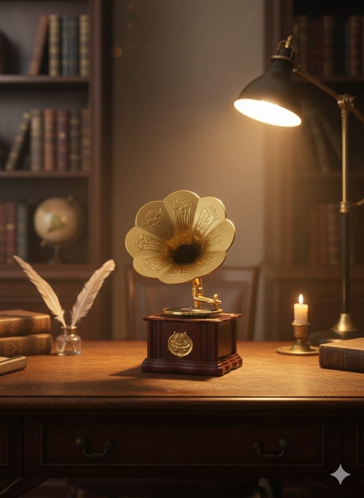 Altın Renkli Vintage Müzik kutusu - Görsel 2