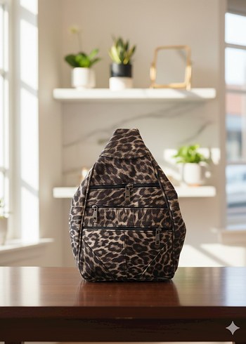 Kadın Zebra Desenli Fermuarlı Sırt Çantası hakiki deri - Görsel 3