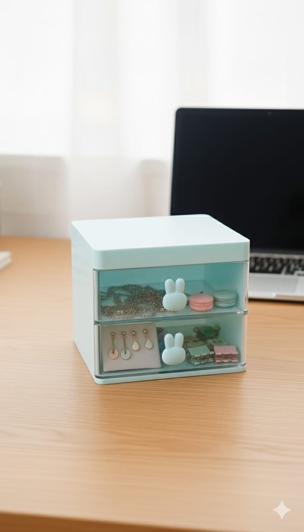 Pastel Mavi Makyaj Organizer Kutusu - Görsel 3