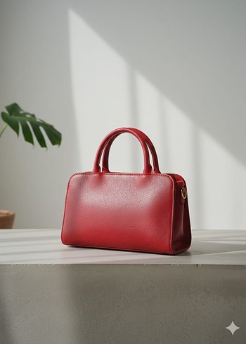 Kırmızı Deri Kadın Çanta - Görsel 2