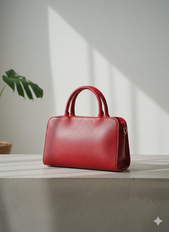 Kırmızı Deri Kadın Çanta - Görsel 2