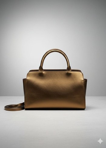 Altın Rengi Deri Kadın Çanta - Görsel 3