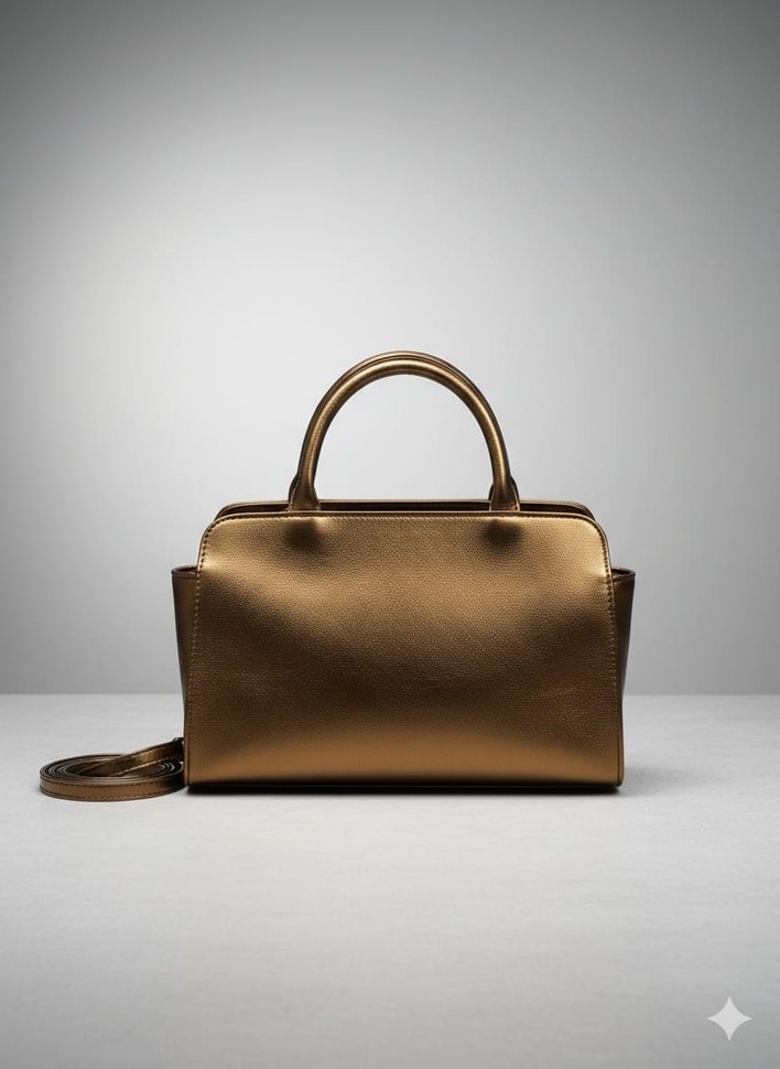 Altın Rengi Deri Kadın Çanta - Görsel 3