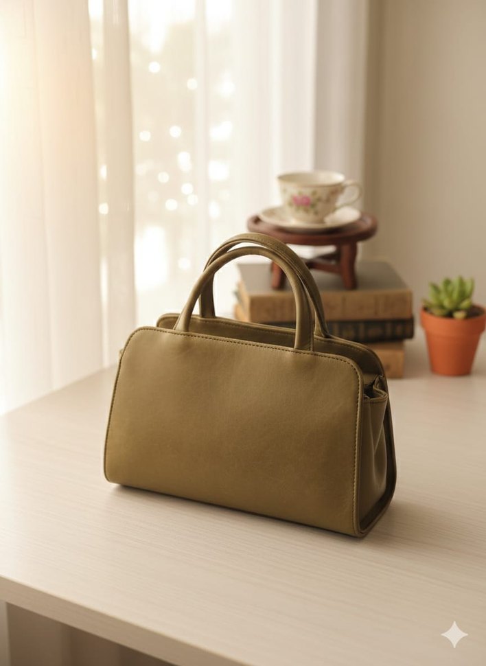 Bej Deri Kadın Çantası - Görsel 2