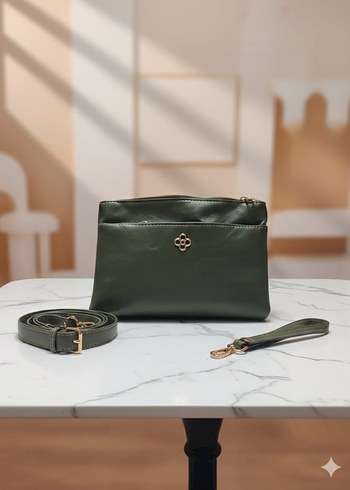 Yeşil Deri Fermuarlı Kadın Çanta - Görsel 2