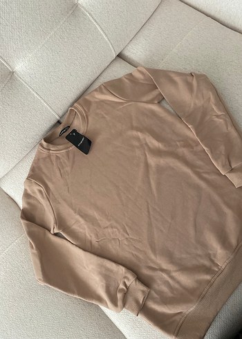 Bej Kadın Sweatshirt, Yuvarlak Yaka, Rahat Kesim - Görsel 4