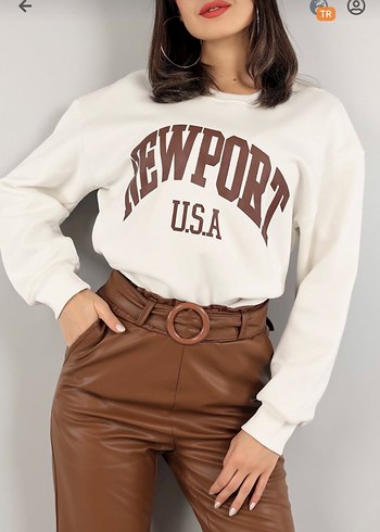 Beyaz Newport Baskılı Kadın Sweatshirt - Görsel 4