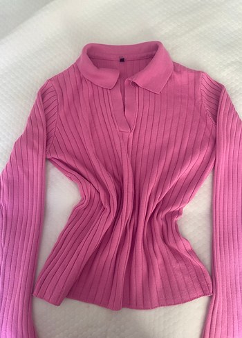 Pembe Triko Uzun Kollu Kadın Kazak - Görsel 2