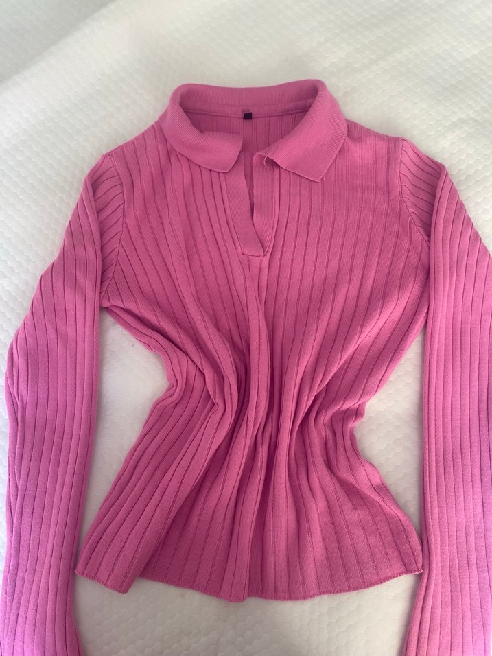 Pembe Triko Uzun Kollu Kadın Kazak - Görsel 2