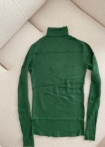 Yeşil Kadın Boğazlı İnce Triko Kazak - Görsel 3