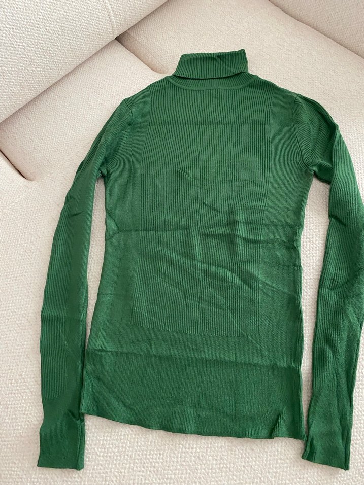 Yeşil Kadın Boğazlı İnce Triko Kazak - Görsel 5