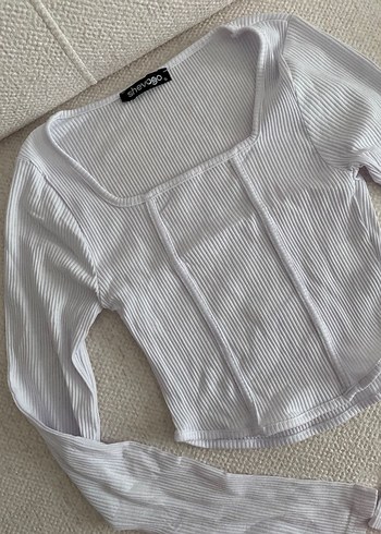 Nervür Detay Beyaz Kadın Bluz - Görsel 3