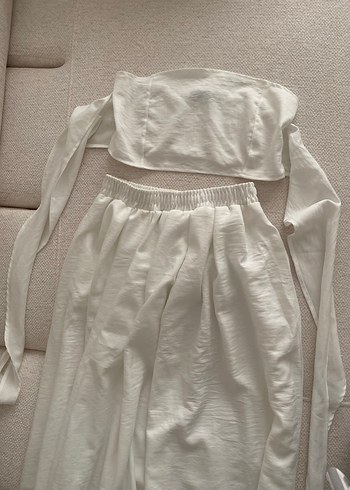 Beyaz Uzun Keten Salaş Takım - Görsel 4