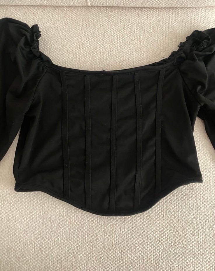 Kadın Siyah Gotik Mini Bluz - Görsel 2