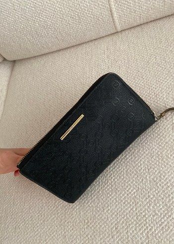 Siyah Deri Yılan Desenli Fermuarlı Kadın Cüzdanı - Görsel 6