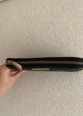 Siyah Deri Yılan Desenli Fermuarlı Kadın Cüzdanı - Görsel 2