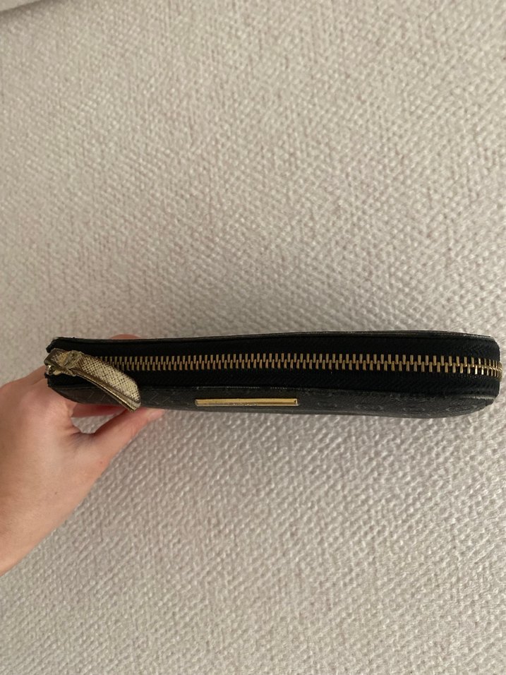Siyah Deri Yılan Desenli Fermuarlı Kadın Cüzdanı - Görsel 2