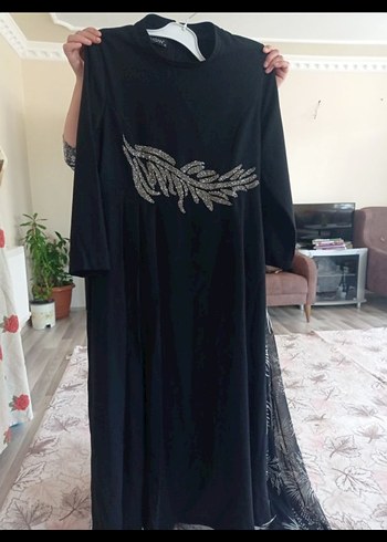 Siyah Nakışlı Uzun Kollu Gotik Elbise