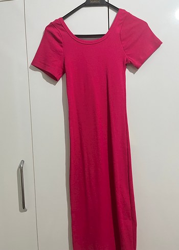 Pembe Uzun Kollu Basic Kadın Elbise