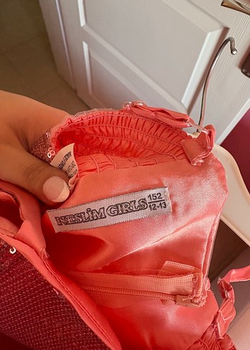 Pembe Parlak Askılı Drapeli Kız Elbisesi - Görsel 5