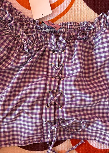 Fırfırlı Gipeli Crop Mor - Görsel 3