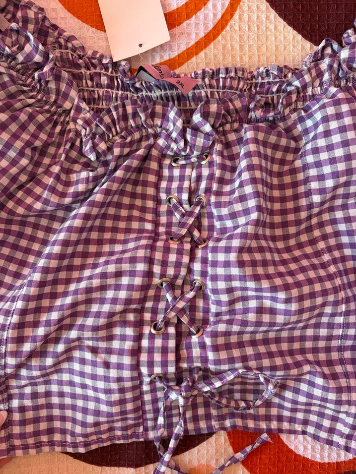 Fırfırlı Gipeli Crop Mor - Görsel 3