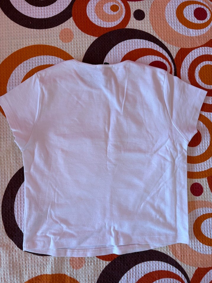 Baskılı Beyaz Kadın Kısa Kollu Tişört - Görsel 2