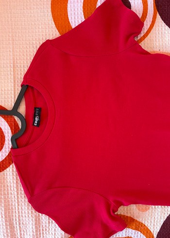 Kısa Kollu Kırmızı Mini Elbise - Görsel 2