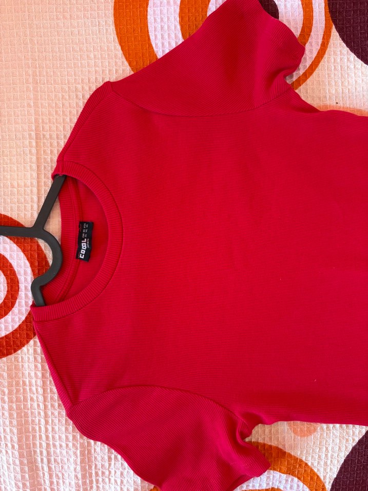 Kısa Kollu Kırmızı Mini Elbise - Görsel 2