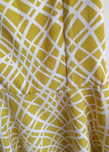 Sarı Pilili Midi Bohem Elbise - Görsel 5