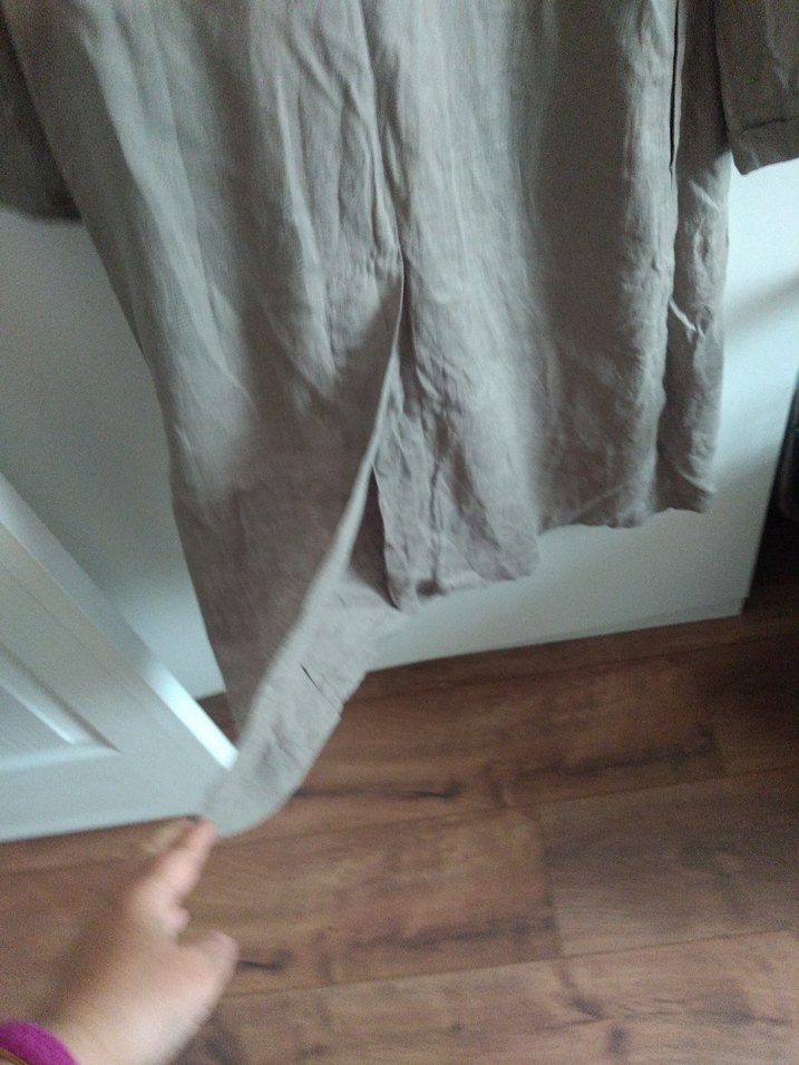 Bej Uzun Keten Kadın Kaban - Görsel 4