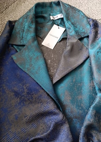 Kadın Mavi Gri kısa Salaş Ceket etiketli sıfır ürün 2 numara - Görsel 2