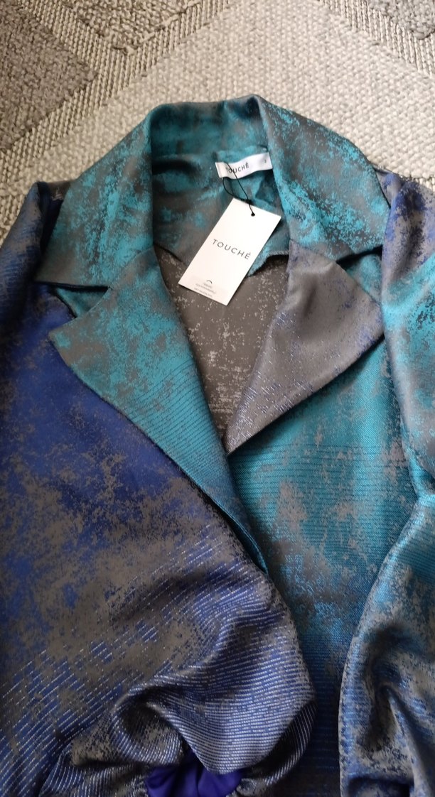 Kadın Mavi Gri kısa Salaş Ceket etiketli sıfır ürün 2 numara - Görsel 2